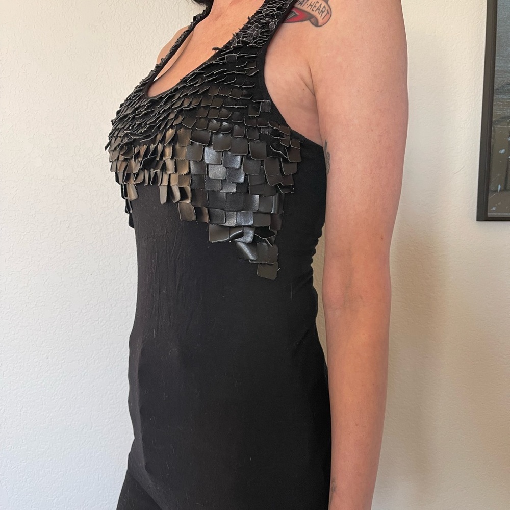 Lyla Faux Leather Fringe Tank Top XS – Rocker Chic Festival Vibes